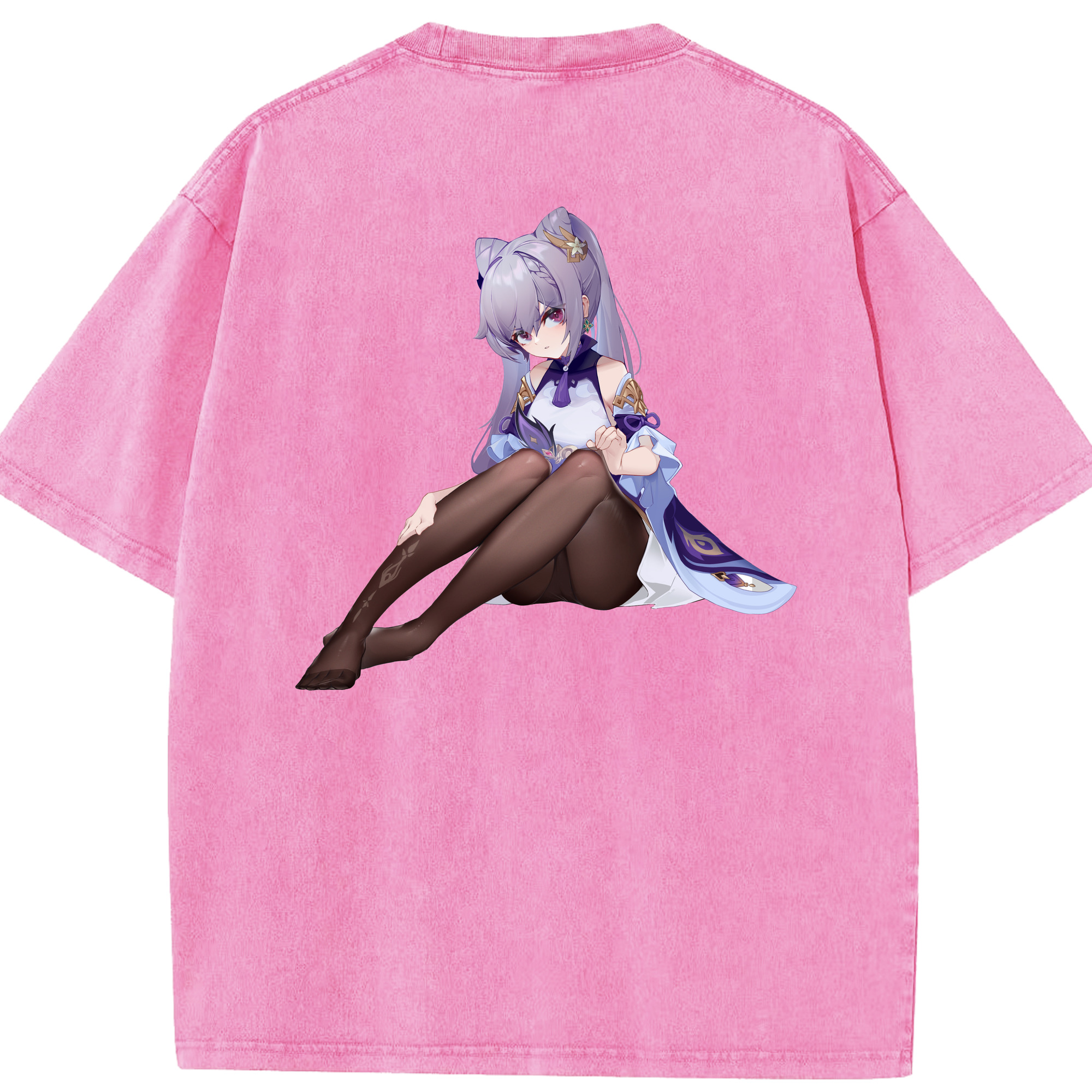 げんし神 刻晴 こくせい genshin Kokusei 綿100% ヴィンテージ風 半袖Tシャツ（背面プリント）